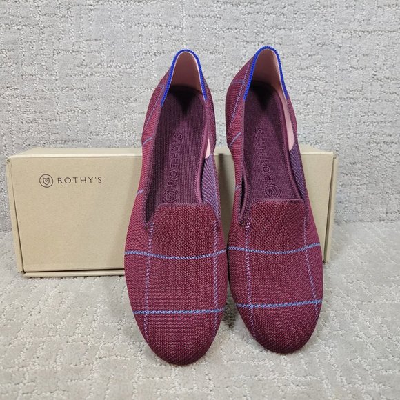 ROTHY'S The Loafer Women's Size US 11 Burgundy Grid Slip On Flat Shoes - Picture 4 of 10